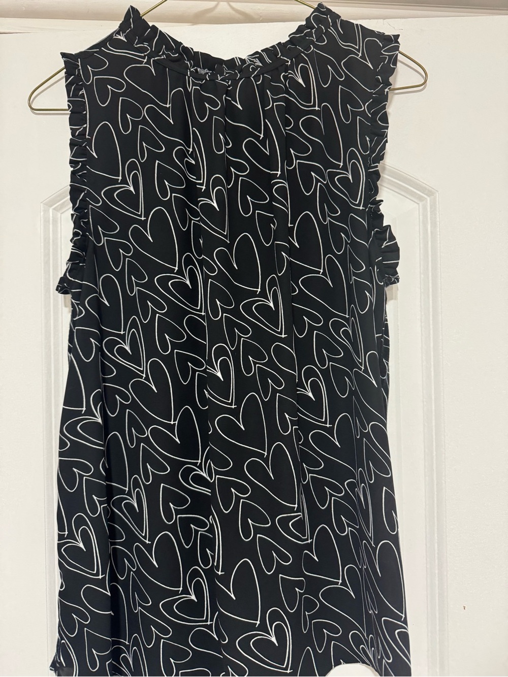 LOFT Black Mini Dress with White Heart Print